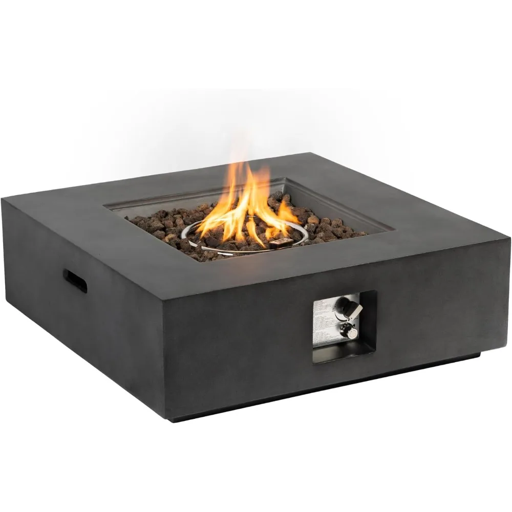 Fire Pit Bowl - 35-Zoll-Propan-Feuerstellentisch für den Außenbereich, quadratischer dunkelgrauer