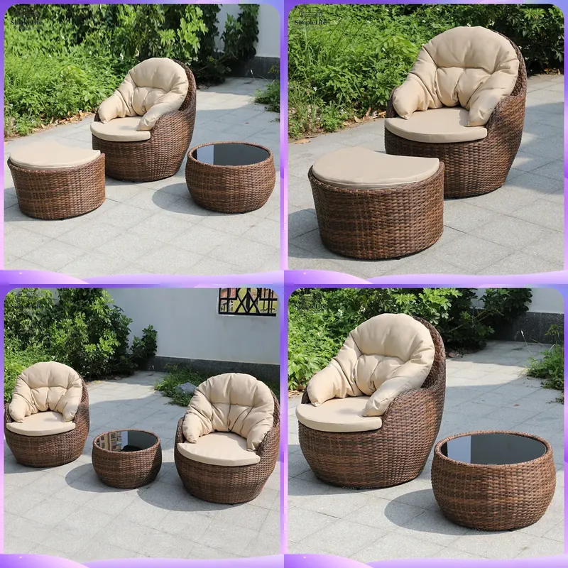 Rattan Lounge Set - Wicker Outdoor-Sofa-Set für kleine Balkone, Terrassen