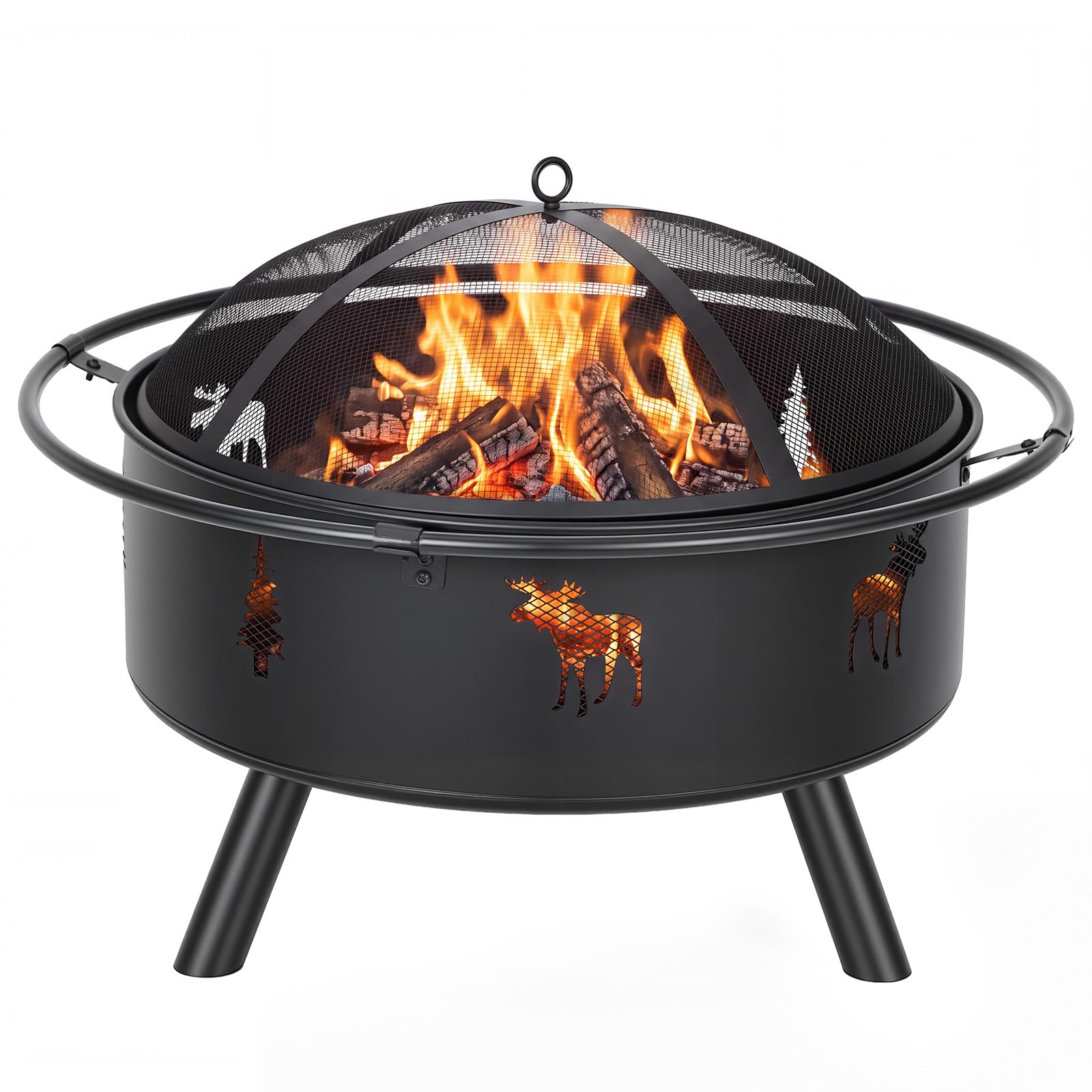 Fire Pit Bowl - 32 Zoll Feuerschale aus Holz mit