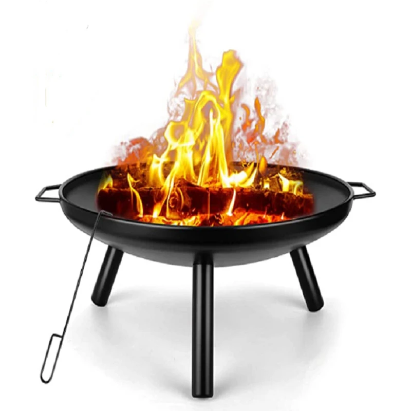 Fire Pit Bowl - 24-Zoll-Feuerschale mit Grillzange, Feuerkorb für Garten,