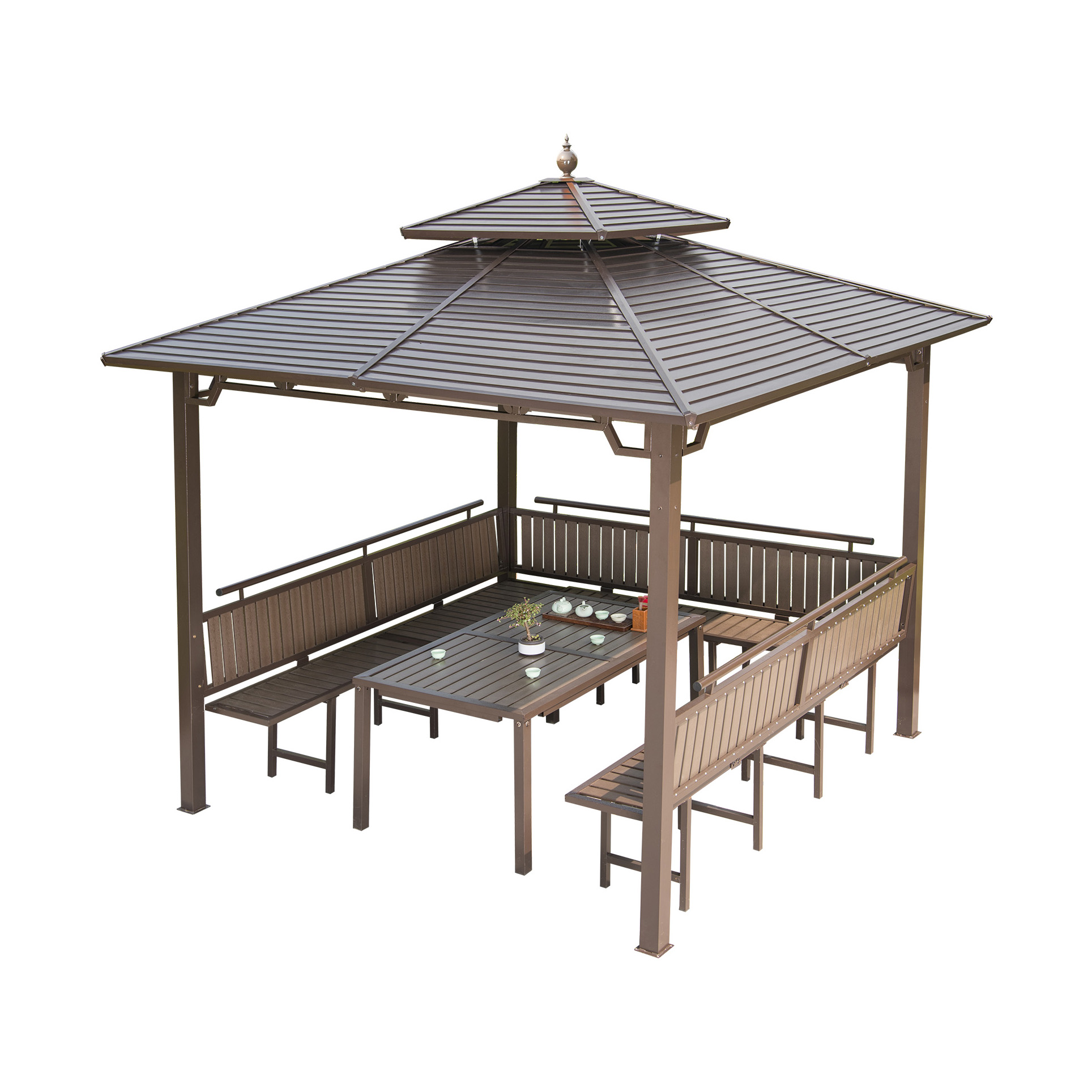 Outdoor Furniture Cost - Wetterfester, Kostengünstiger Doppeldach-Gartenpavillon aus Verzinktem Stahl