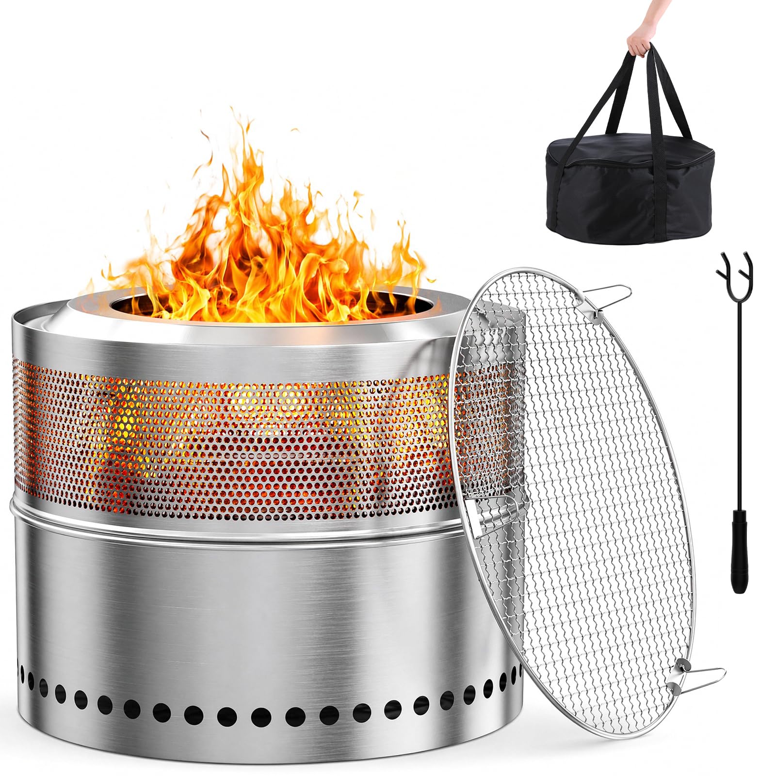 Fire Pit Bowl - Feuerschale aus Edelstahl 50cm, rauchfreie Feuerschale