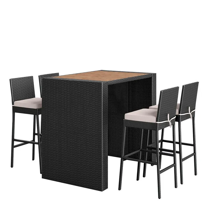 Rattan Lounge Set - Rattan-Bartisch- und Stuhl-Set für den Außenbereich,