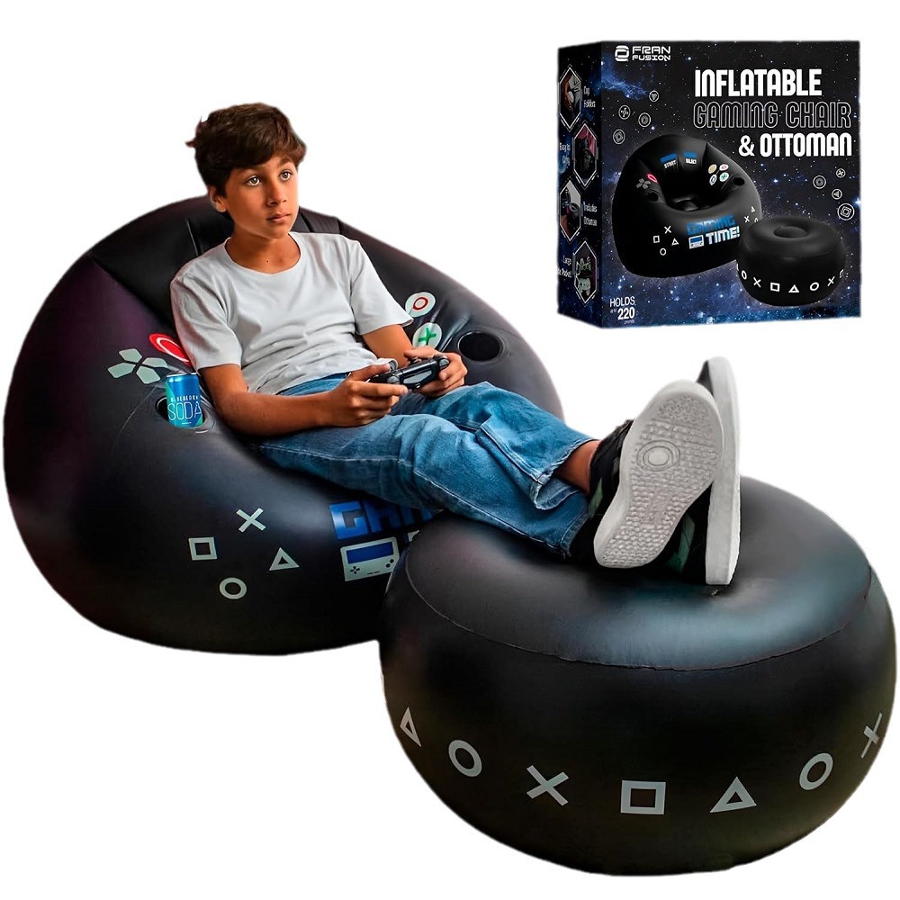 Outdoor Furniture Europe - Kreativer E-Sport-Gaming-Stuhl mit Getränkehalter und Seitentaschen,