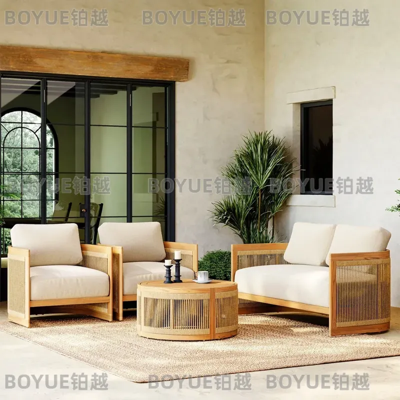 Outdoor Teakholz-Sofagarnitur  – Rattan Lounge Set Bewertung und Preis
