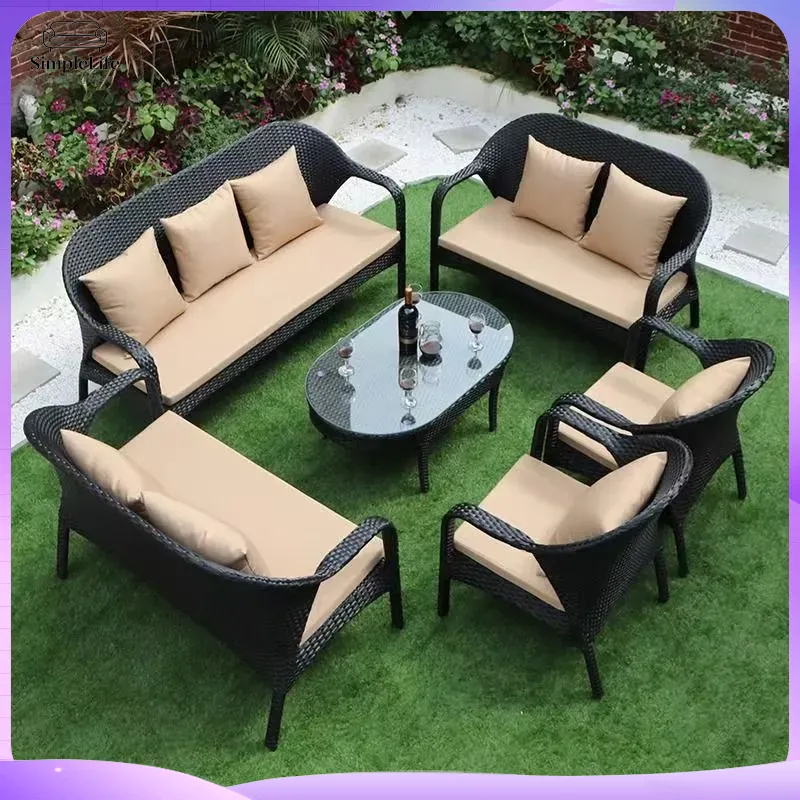 Outdoor-Rattan-Sofa-Set für Te – Rattan Lounge Set Bewertung und Preis