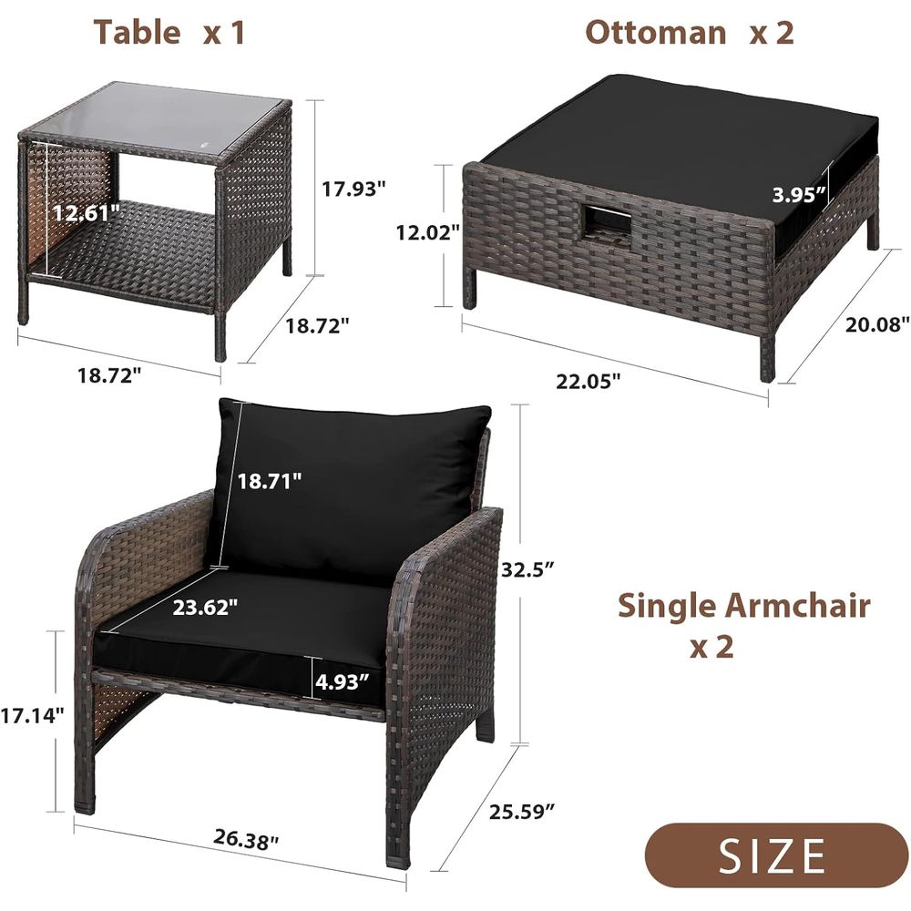 Balkonmöbel 5-teiliges Gartenm – Rattan Lounge Set Bewertung und Preis