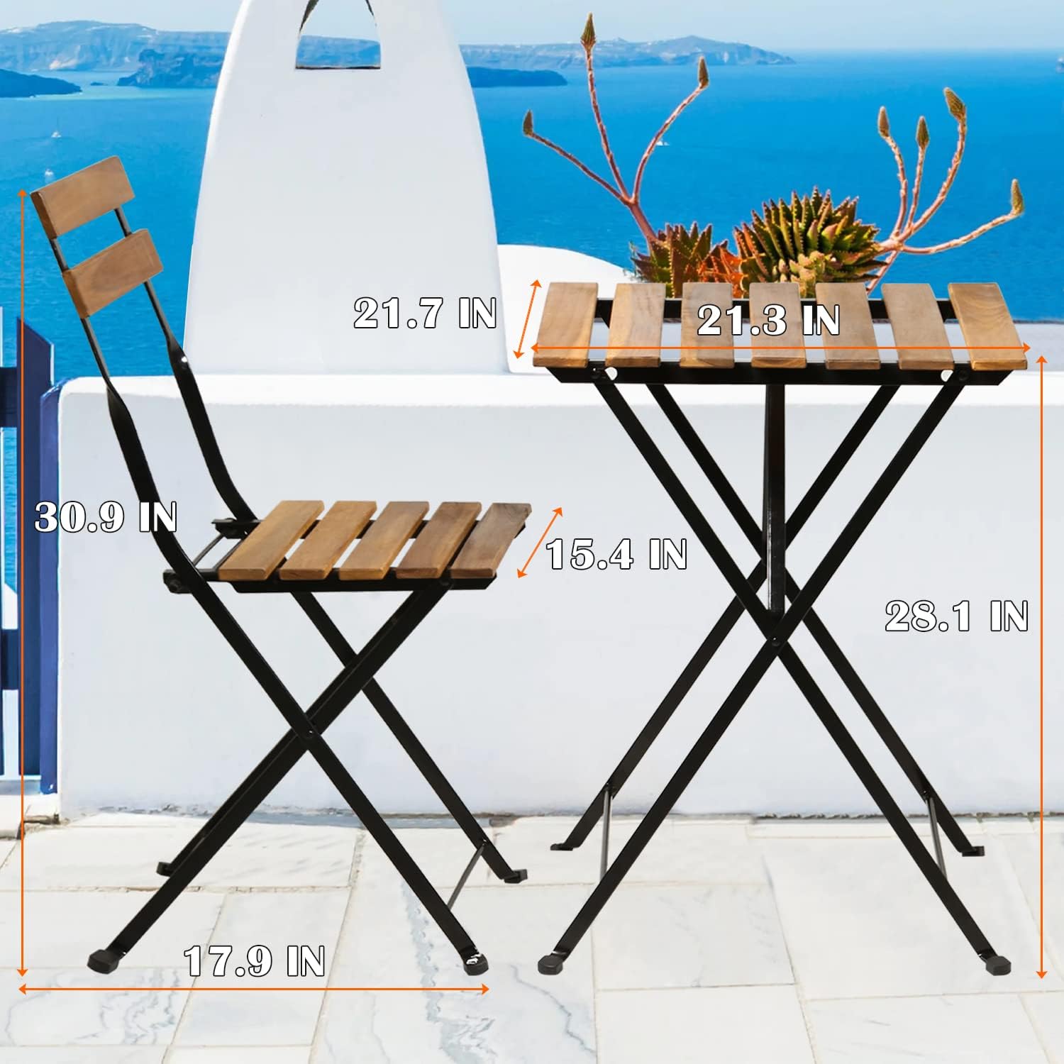 3-teiliges klappbares Bistro-S – Outdoor Furniture Patio Bewertung und Preis