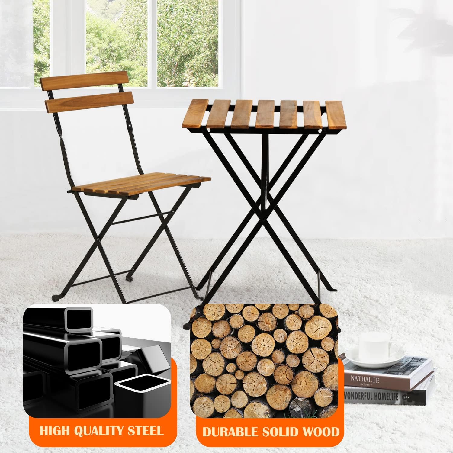 3-teiliges klappbares Bistro-S – Outdoor Furniture Patio Bewertung und Preis