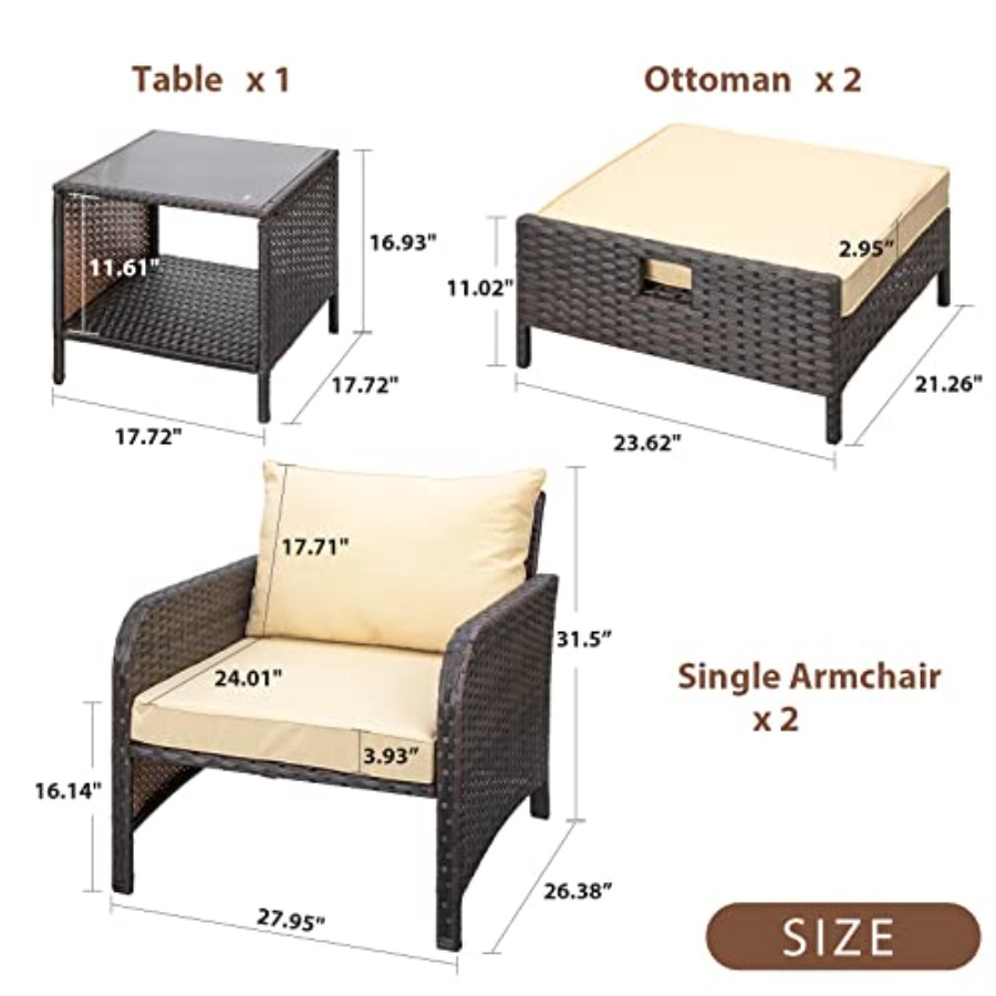 Balkonmöbel 5-teiliges Patio-S – Rattan Lounge Set Bewertung und Preis
